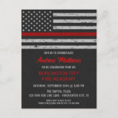 Thin Red Line Fire Academy Firefighter Afstuderen Uitnodiging Briefkaart (Voorkant)