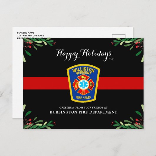 Thin Red Line Fire, kerst Feestdagenkaart (Voorkant / Achterkant)