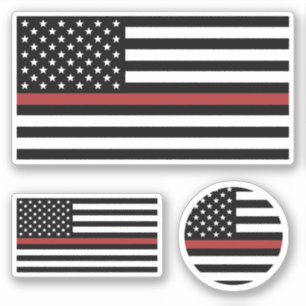 Thin Red Line Firefighter America Flag Fire Rescue Sticker