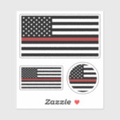 Thin Red Line Firefighter America Flag Fire Rescue Sticker (Vel)