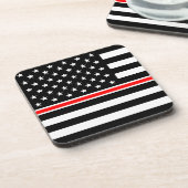 Thin Red Line Firefighter American Flag Bier Onderzetter (Linkerzijde)