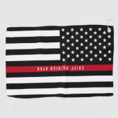 Thin Red Line Firefighter American Flag Monogram Golfhanddoek (Horizontaal)