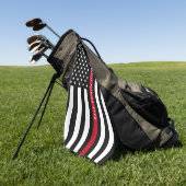 Thin Red Line Firefighter American Flag Monogram Golfhanddoek (Groen)