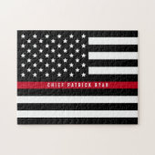Thin Red Line Firefighter American Flag Monogram Legpuzzel (Horizontaal)
