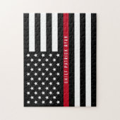 Thin Red Line Firefighter American Flag Monogram Legpuzzel (Verticaal)