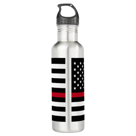 Thin Red Line Firefighter American Flag Monogram Waterfles (Achterkant)
