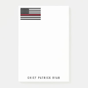 Thin Red Line Firefighter American Flag Name 4 x 6 Post-it® Notes
