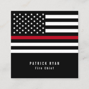 Thin Red Line Firefighter American Flag Vierkante Visitekaartje