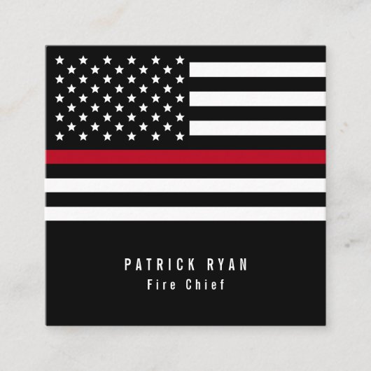 Thin Red Line Firefighter American Flag Vierkante Visitekaartje (Voorkant)