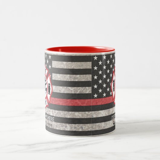 Thin Red Line, Firefighter Coffee Mok, Fireman Tweekleurige Koffiemok (Center)