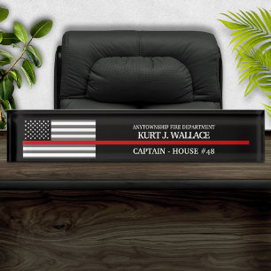 Thin Red Line Firefighter Flag Desk Name Bord Naambordje