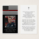 Thin Red Line Firefighter Funeral Prayer Card (Devant & derrière)