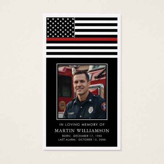 Thin Red Line Firefighter Memorial Prayer Card (Devant)