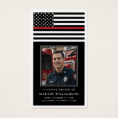 Thin Red Line Firefighter Memorial Prayer Card Visitekaartje (Voorkant)