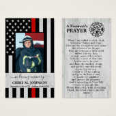 Thin Red Line Firefighter Memorial Prayer Kaart (Voorkant /achterkant)