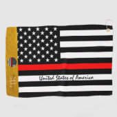 Thin Red Line & Firefighter, Monogramed USA vlag Golfhanddoek (Horizontaal)