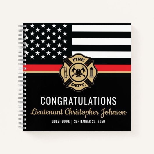 Thin Red Line Firefighter Retirement Guest Book Notitieboek (Voorkant)