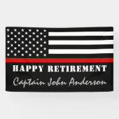Thin Red Line Firefighter Retirement Party Spandoek (Horizontaal)