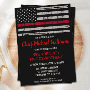 Thin Red Line Flag Fireman Firefighter Retirement Kaart