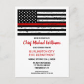 Thin Red Line Flag Fireman Firefighter Retirement Uitnodiging Briefkaart (Voorkant)