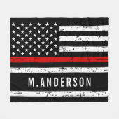 Thin Red Line Flag Persoonlijke naam Firefighter Fleece Deken (Voorkant (Horizontaal))