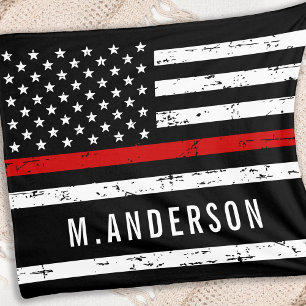 Thin Red Line Flag Persoonlijke naam Firefighter Fleece Deken