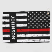 Thin Red Line Flag Persoonlijke naam Firefighter Golfhanddoek (Horizontaal)