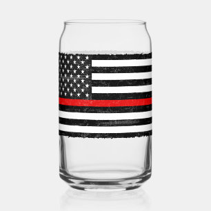 Thin Red Line Grungy Amerikaanse vlag Blikvorm Glas