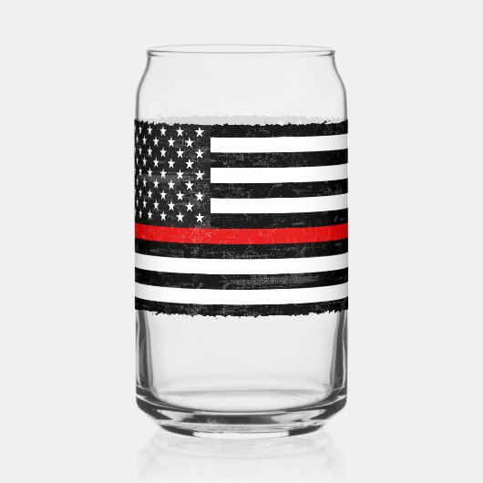 Thin Red Line Grungy Amerikaanse vlag Blikvorm Glas (Voorkant)