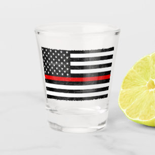 Thin Red Line Grungy Amerikaanse vlag Shot Glas