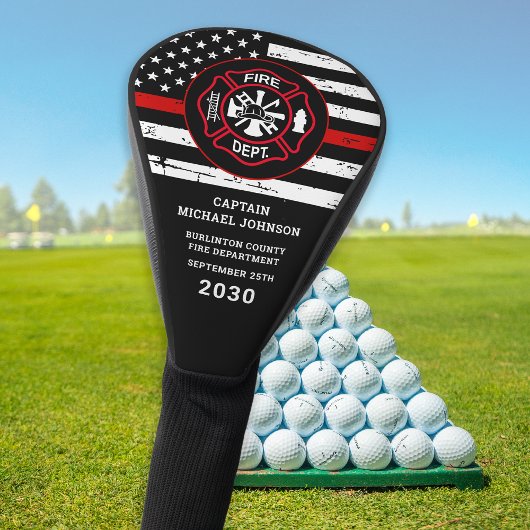 Thin Red Line Maltese Cross Firefighter Retirement Golfheadcover