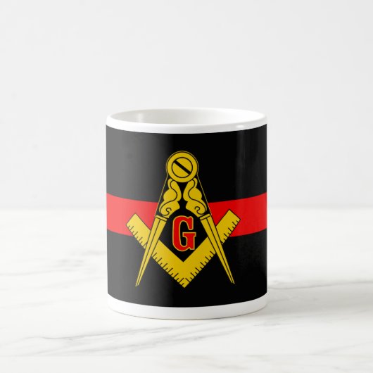 THIN RED LINE MASONIC FIREFIGHTER COFFEE MOK (Center)