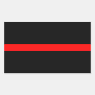 Thin Red Line Memorial Symbolisch op Rechthoekige Sticker