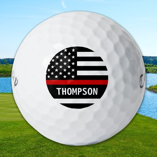 Thin Red Line Personalized Name Firefighter Golfballen