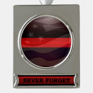 Thin Red Line Salute Flag Verzilverd Banner Ornament