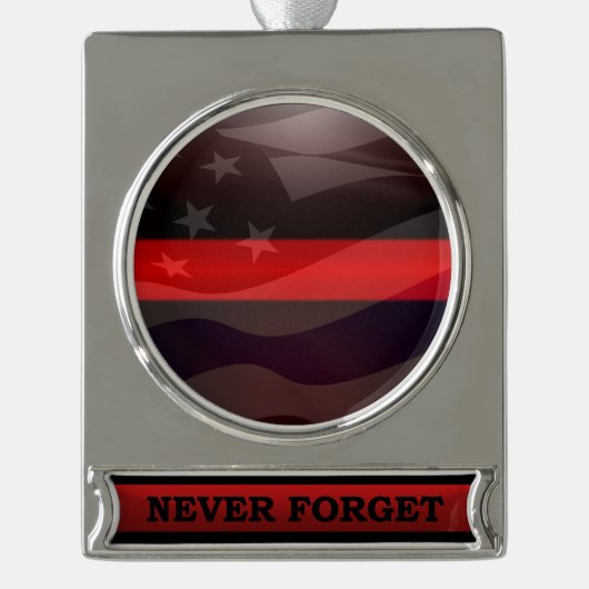 Thin Red Line Salute Flag Verzilverd Banner Ornament (Voorkant)