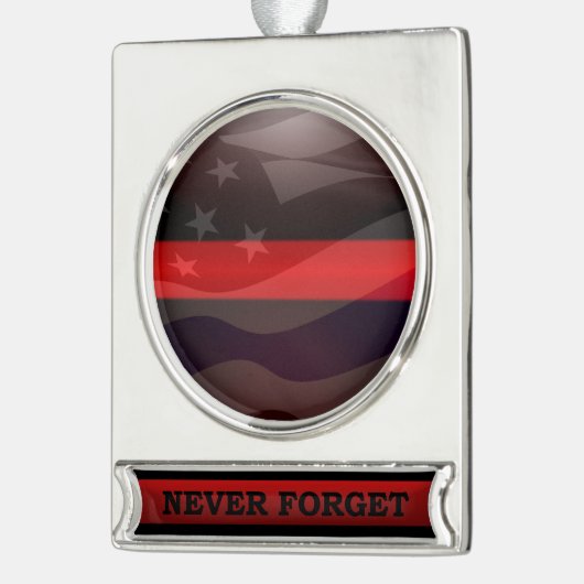 Thin Red Line Salute Flag Verzilverd Banner Ornament (Links)