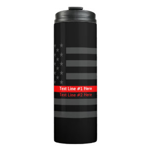 Thin Red Line US Flag grafisch ontwerp en tekst op Thermosbeker