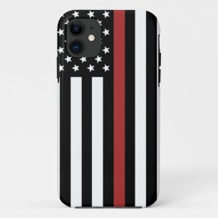 Thin Red Line USA Vlag brandweerafdeling Vlag iPhone 11 Hoesje