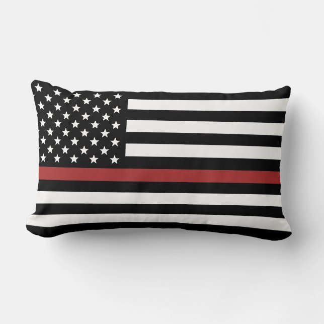 Thin Red Line USA Vlag brandweerman Kussen (Voorkant)