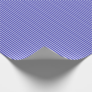 Thin Royal Blue en White Stripes Wrapping Paper Cadeaupapier