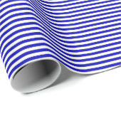 Thin Royal Blue en White Stripes Wrapping Paper Cadeaupapier (Rol Hoek)