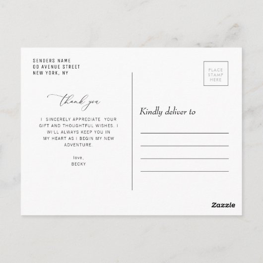 Thin Script Modern Bedankt afstuderen Briefkaart (Achterkant)