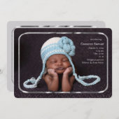 Thin Silver Lijst Fotogeboorteaankondiging Aankondiging (Voorkant / Achterkant)