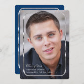 Thin Silver Lijst Photo Invitation Kaart (Voorkant / Achterkant)