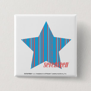 Thin Stripes Aqua 2 Vierkante Button 5,1 Cm