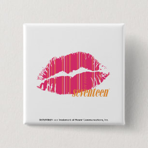 Thin Stripes Magenta Vierkante Button 5,1 Cm