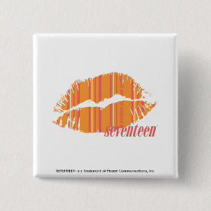 Thin Stripes Oranje Vierkante Button 5,1 Cm