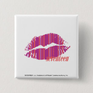 Thin Stripes Paars Vierkante Button 5,1 Cm