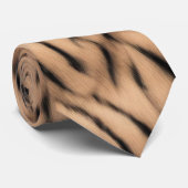 Thin Tiger Strip Safari Light Bronze Stropdas (Opgerold)